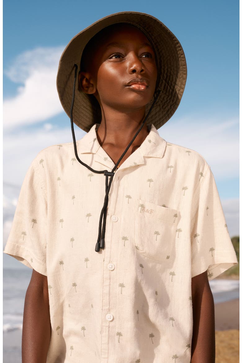 Kids' Linen Blend Camp Shirt, Alternate, color, SEAGRASS