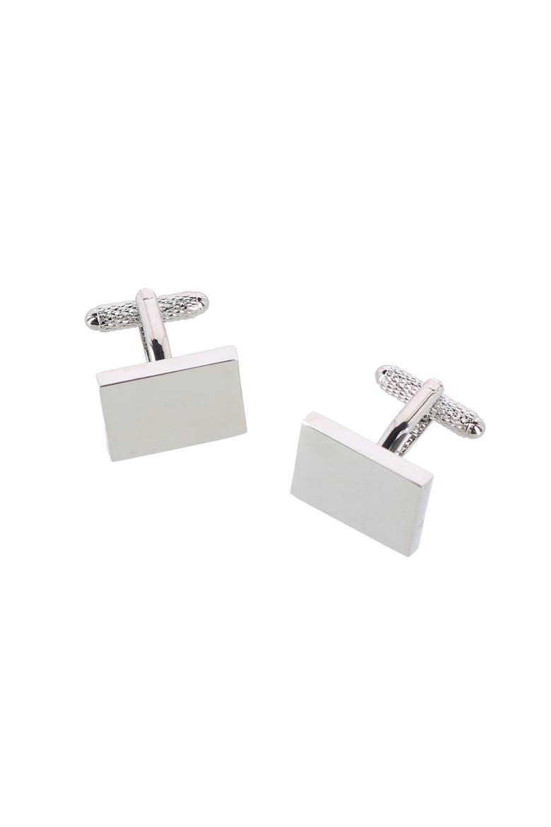 Rooney Rectangle Brass  Cufflinks, Main, color, Silver