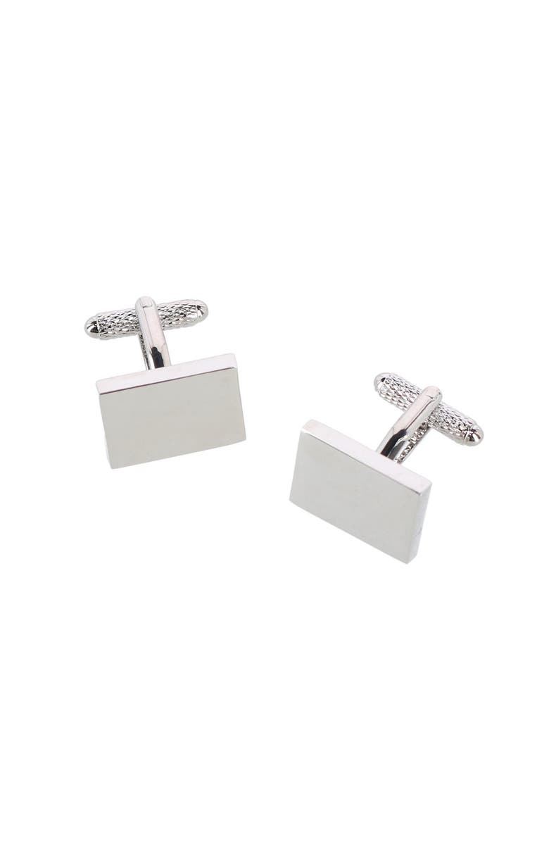 Trafalgar Rooney Rectangle Brass  Cufflinks, Main, color, Silver