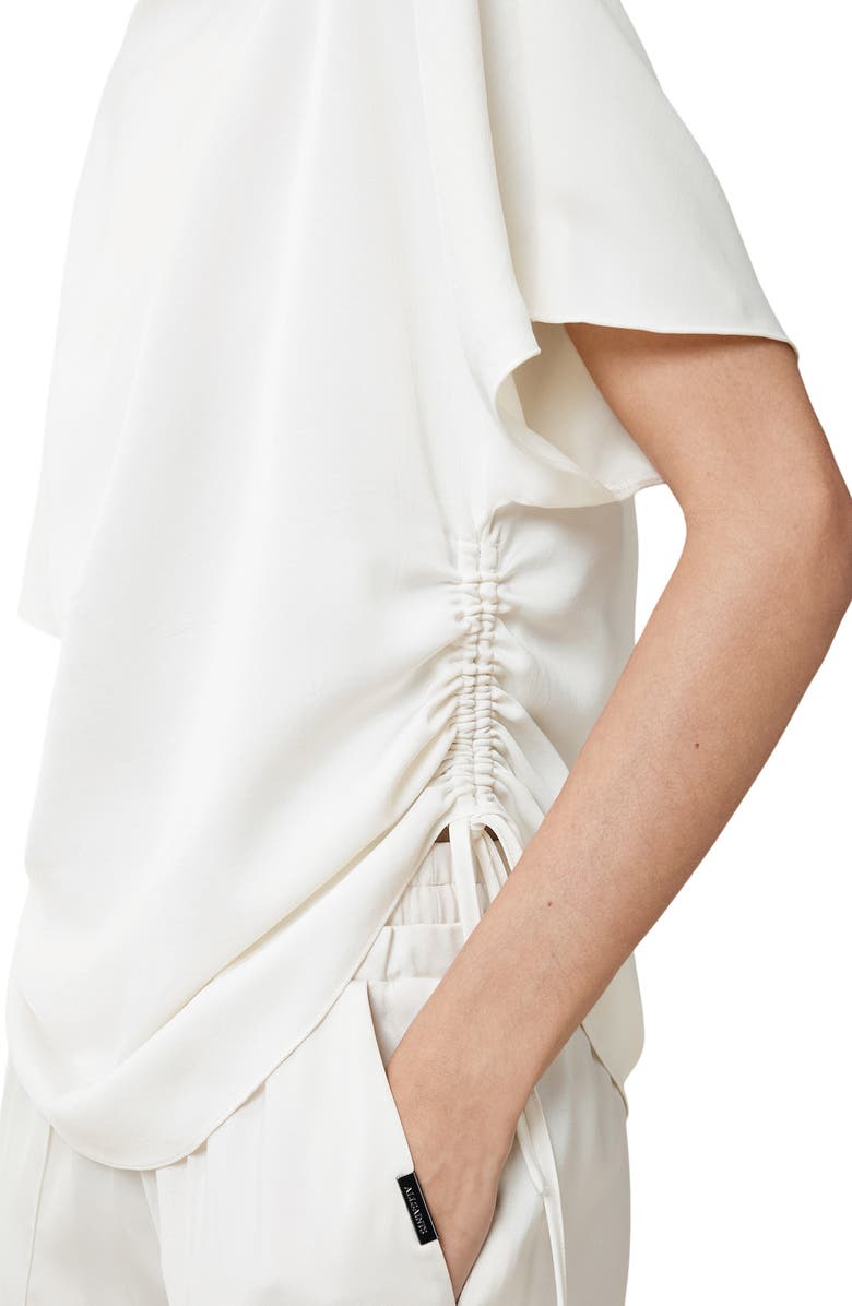 AllSaints Leslie Side Ruched Top, Alternate, color, Antique White