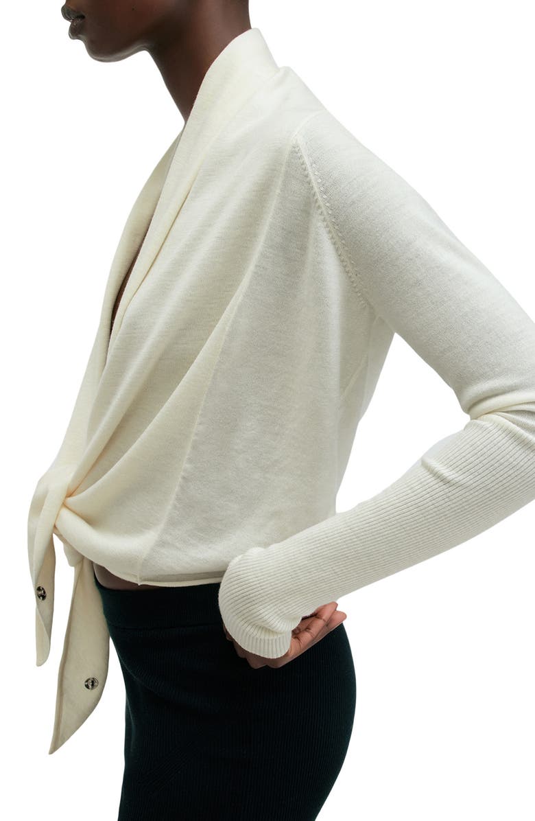 AllSaints Wasson Pirate Wrap Merino Wool Cardigan, Alternate, color, Chalk White