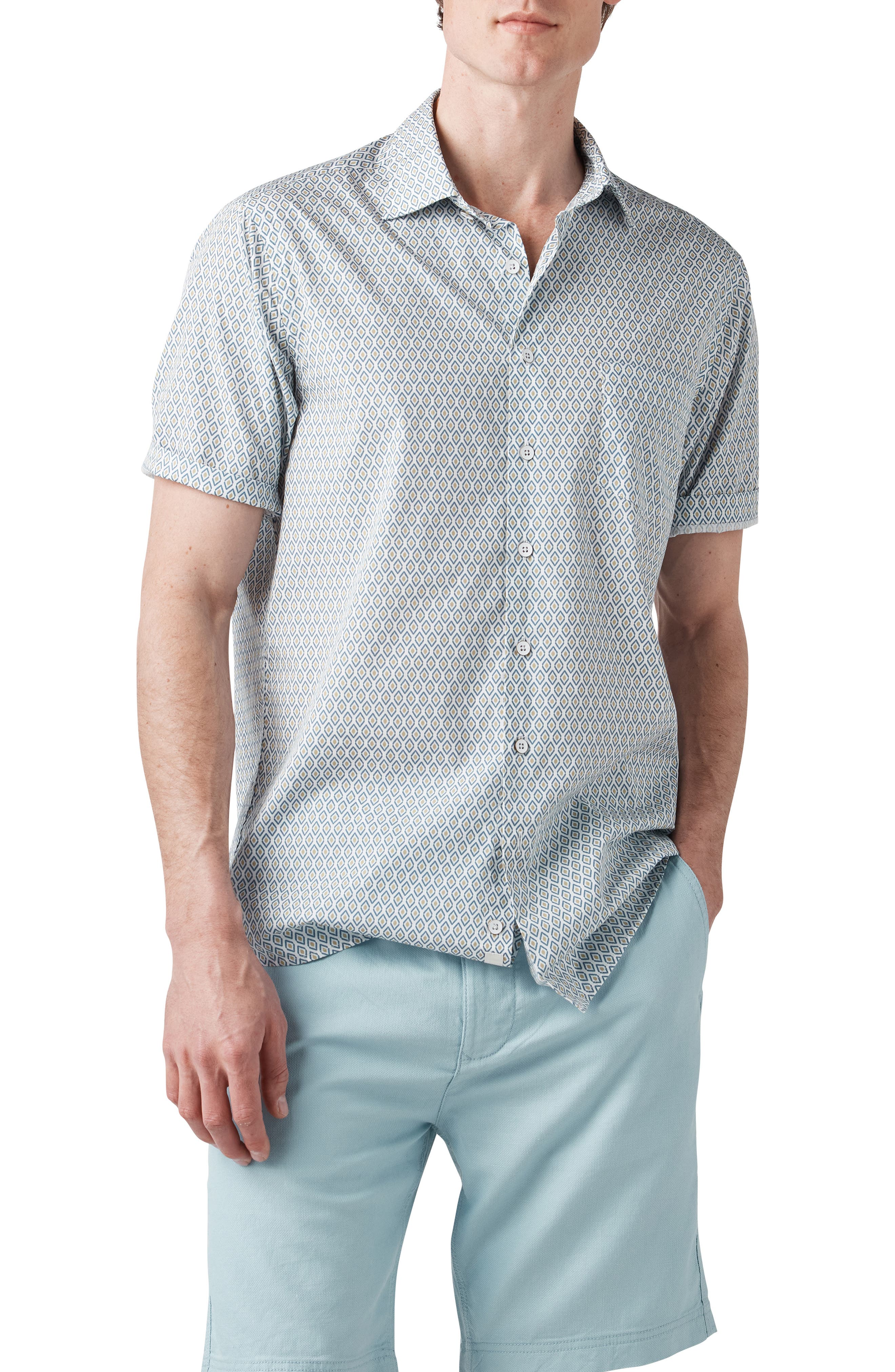 Rodd & Gunn Carrick Geo Print Short Sleeve Button-Up Shirt