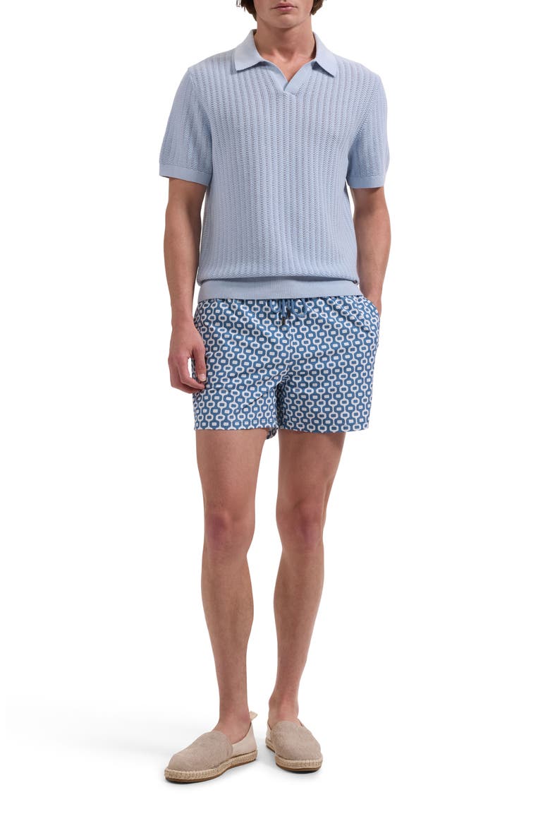 Cruz Print Swim Trunks, Alternate, color, PEACOCK