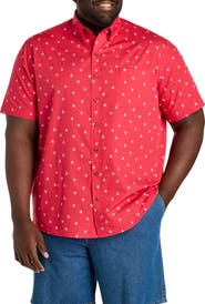 Harbor Bay by DXL Big & Tall Easy-Care Geometric Sailboat Print Sport Shirt