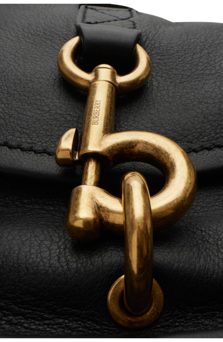 Burberry Small B Clip Messenger Bag, Alternate, color, Black