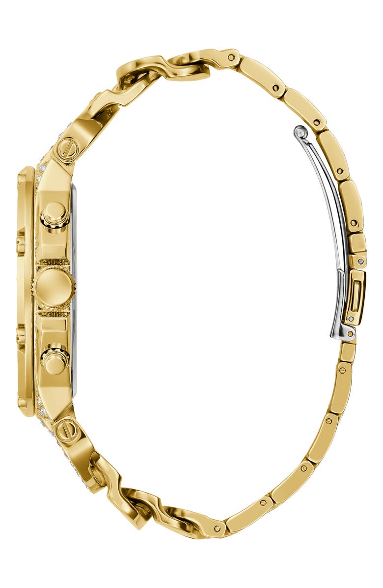GUESS Multifunction Crystal Skeleton Curb Chain Bracelet Watch, 46mm, Alternate, color, 