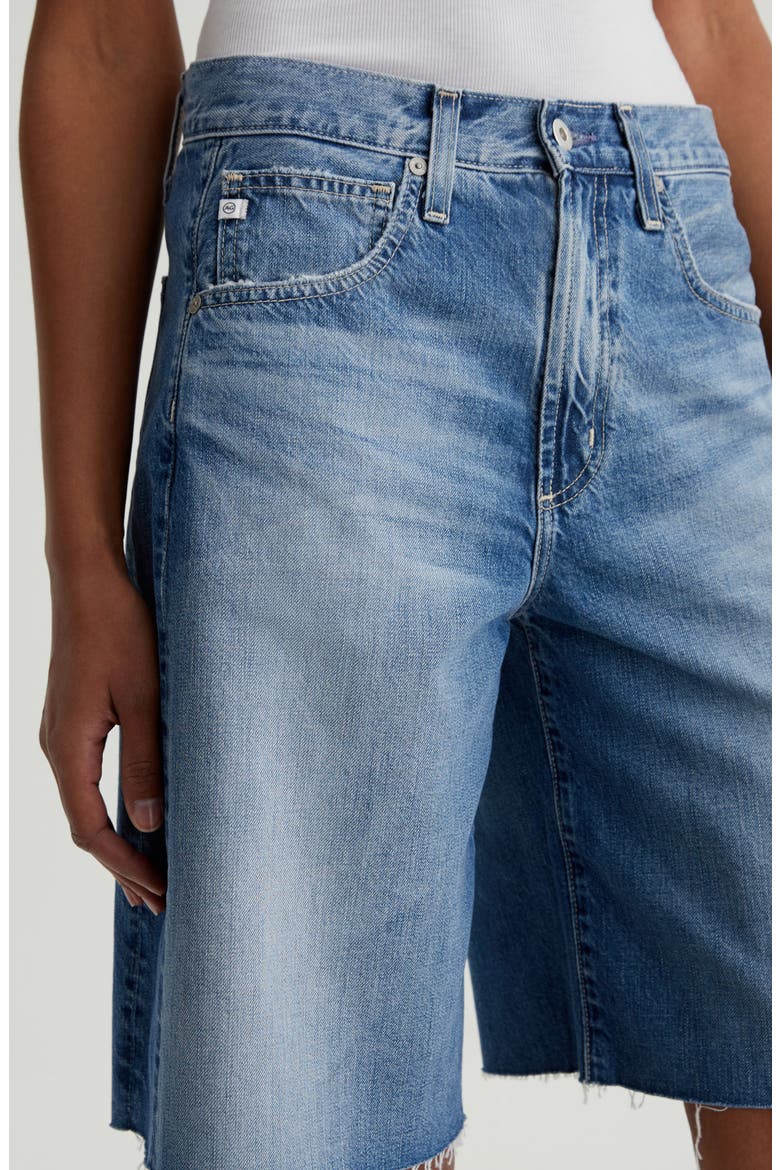Hattie Raw Hem High Waist Long Denim Barrel Shorts, Alternate, color, GEMINI