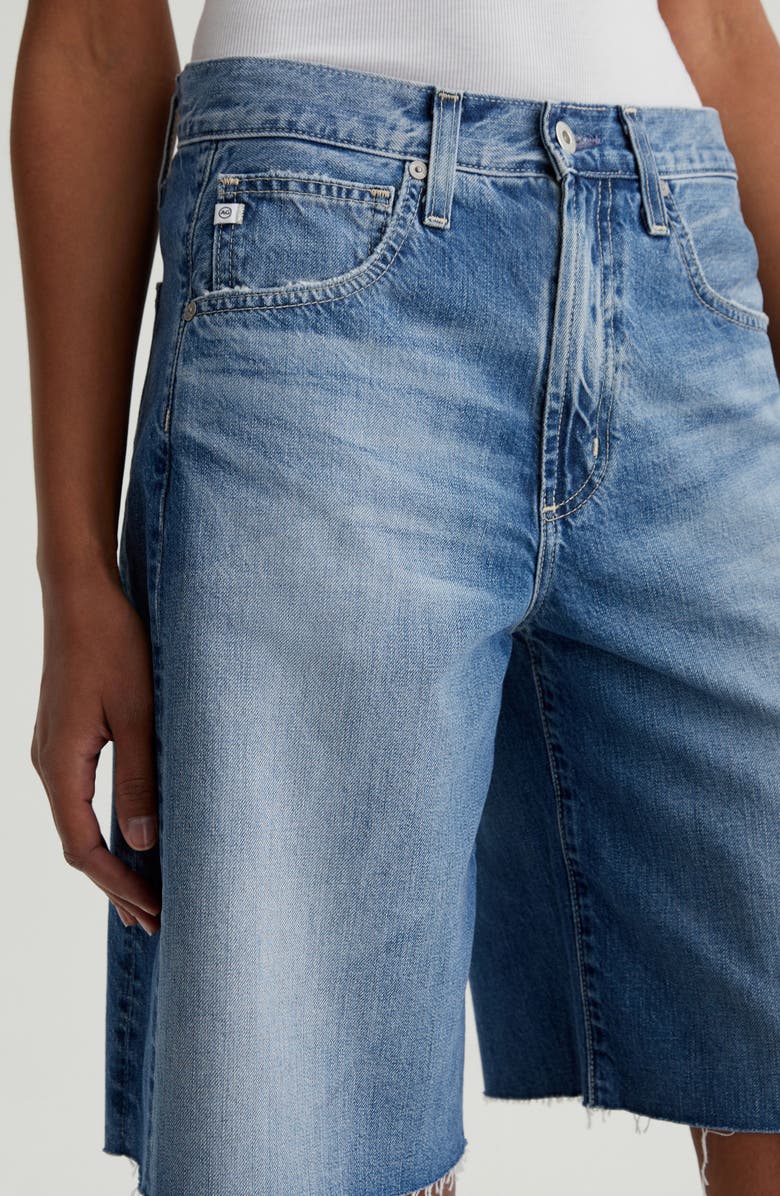 AG Hattie Raw Hem High Waist Long Denim Barrel Shorts, Alternate, color, Gemini