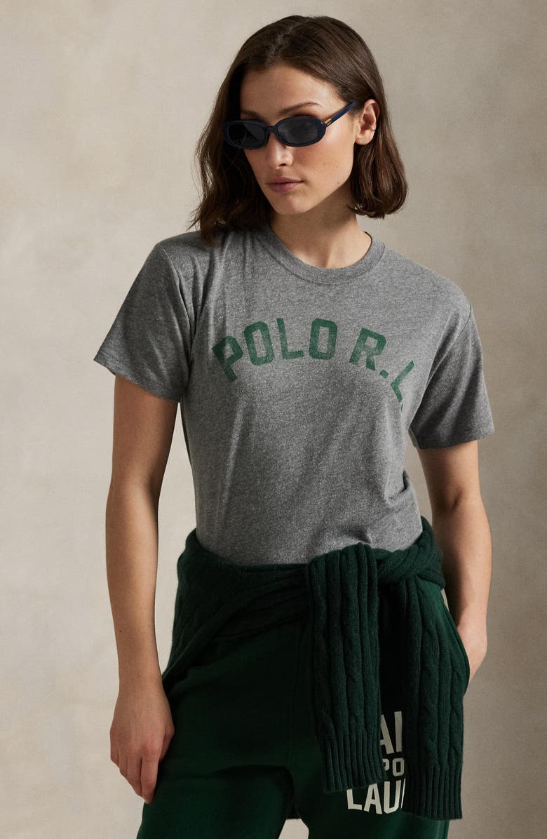 Polo Ralph Lauren Logo Graphic T-Shirt, Alternate, color, Heather Grey/ Green