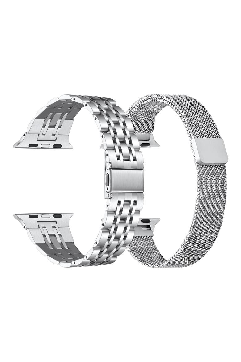 2-Pack Stainless Steel Apple Watch® Watchbands, Alternate, color, SILVER / SILVER