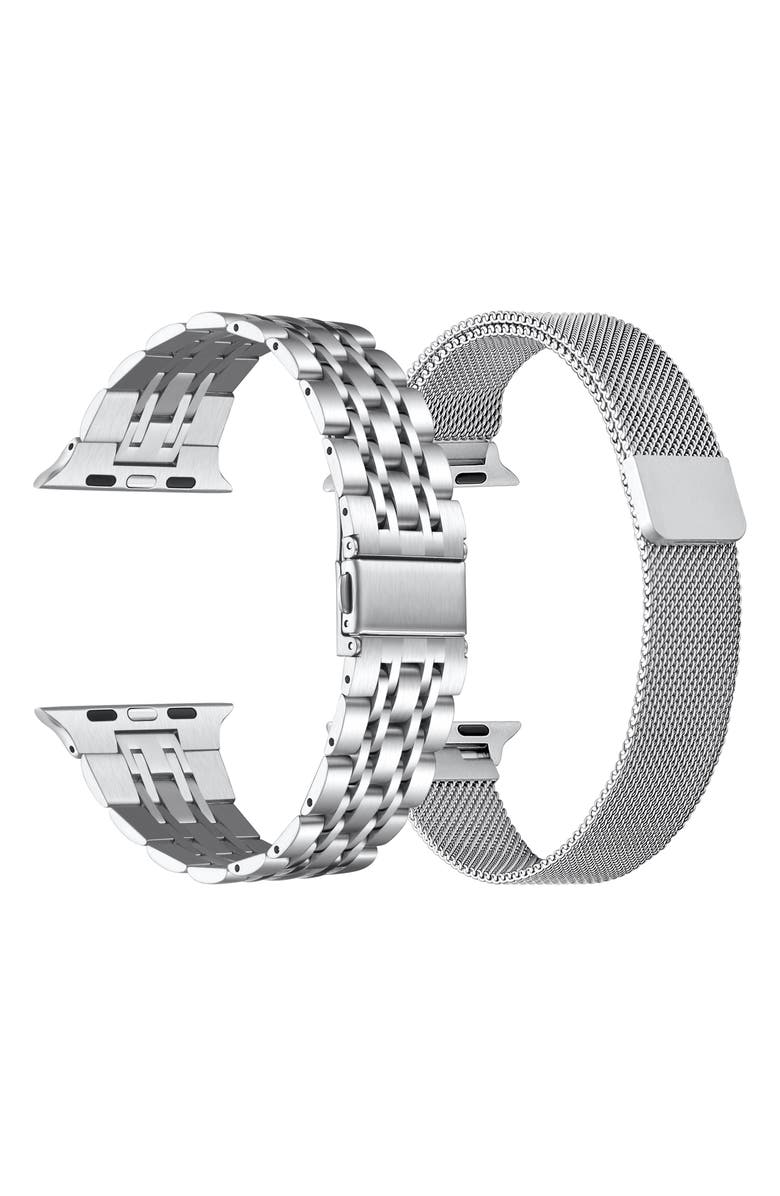 The Posh Tech 2-Pack Stainless Steel Apple Watch<sup>®</sup> Watchbands, Alternate, color,