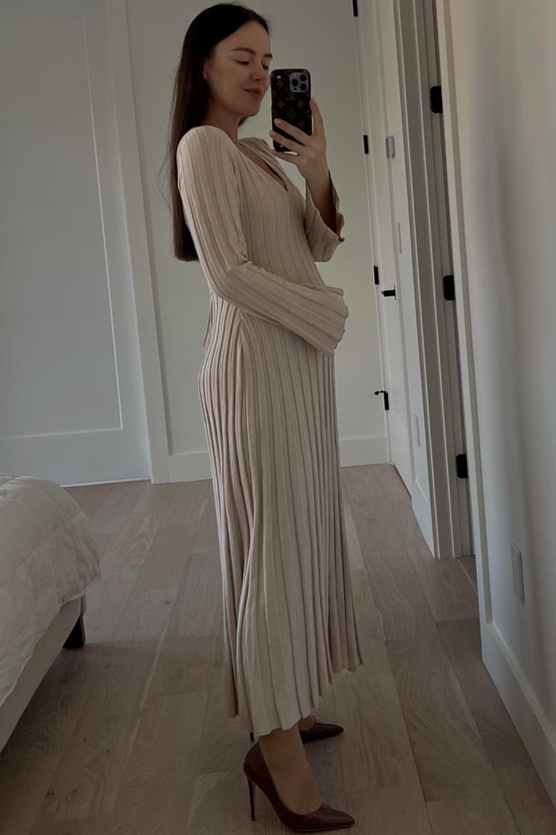 Ribbed Knit Maxi Dress, Alternate, color, Taupe