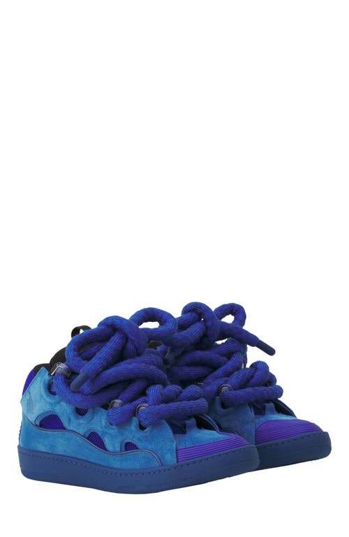 Lanvin Curb Sneakers In Leather With Snake Laces In Blue