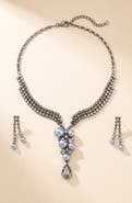 Modenaire Pearl Crystal Trickling Necklace and Earring Set