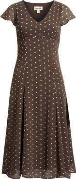 Open Edit Short Sleeve Godet Pleat Dress