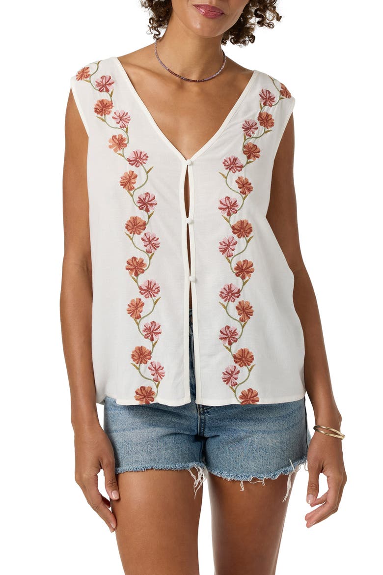 Farren Embroidered Floral Sleeveless Top, Main, color, TOFU