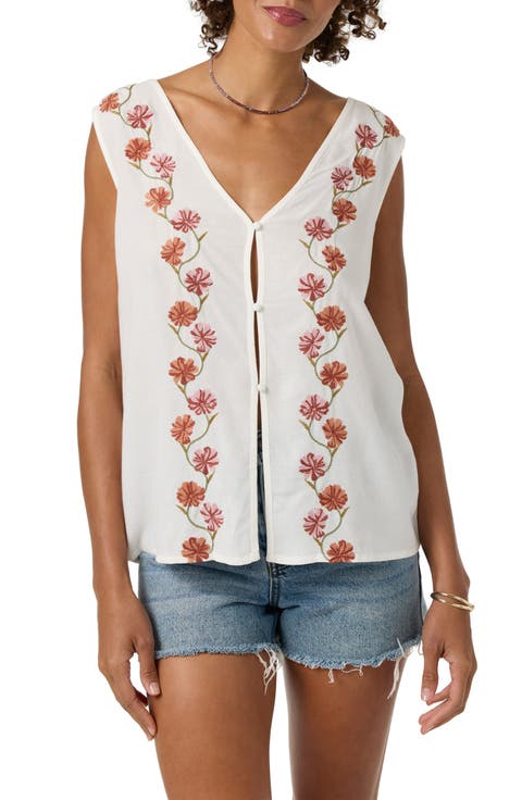 Farren Embroidered Floral Sleeveless Top