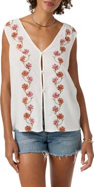 O'Neill Farren Embroidered Floral Sleeveless Top