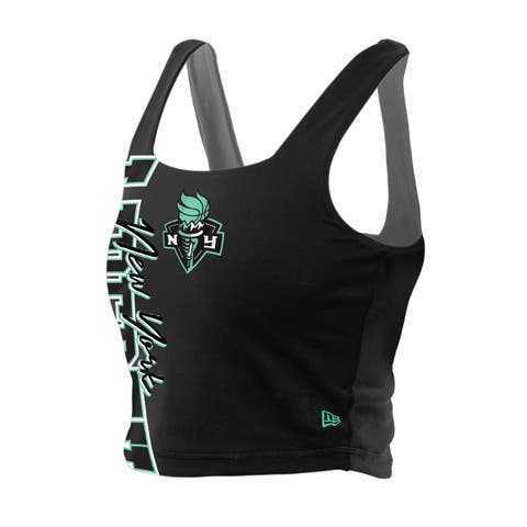 Women's New Era Black/Gray New York Liberty Reversible Cropped Sport Classics Tank Top