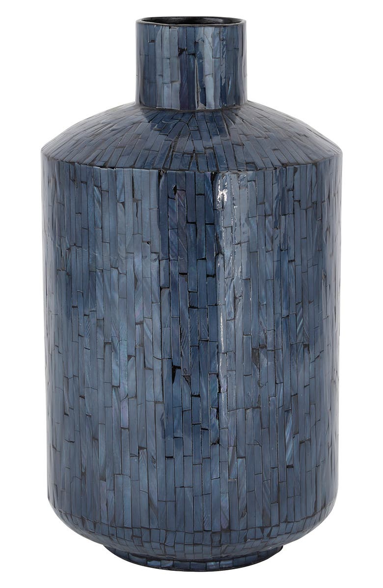 VIVIAN LUNE HOME Blue Mother of Pearl Contemporary Vase, Alternate, color, Blue
