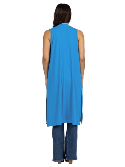 24seven Comfort Apparel Plus Size Asymmetric Open Front Cardigan Sweater In Blue