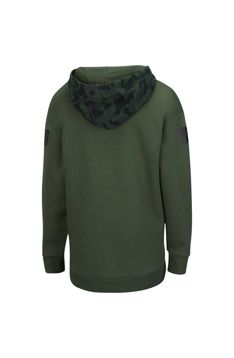 COLOSSEUM Women's Colosseum Olive/Camo Iowa Hawkeyes OHT Military Appreciation Extraction Chevron Pullover Hoodie, Alternate, color, Olive