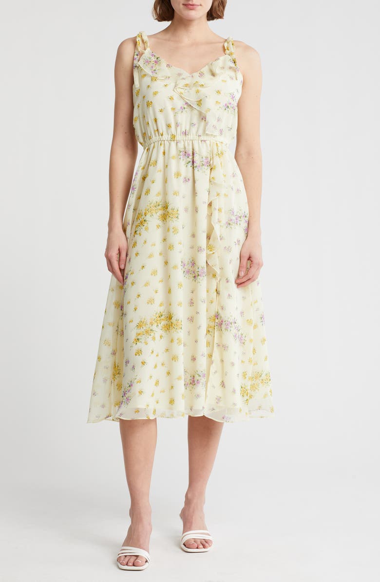 Steve Madden Floral Ruffle Chiffon Midi Dress, Main, color,