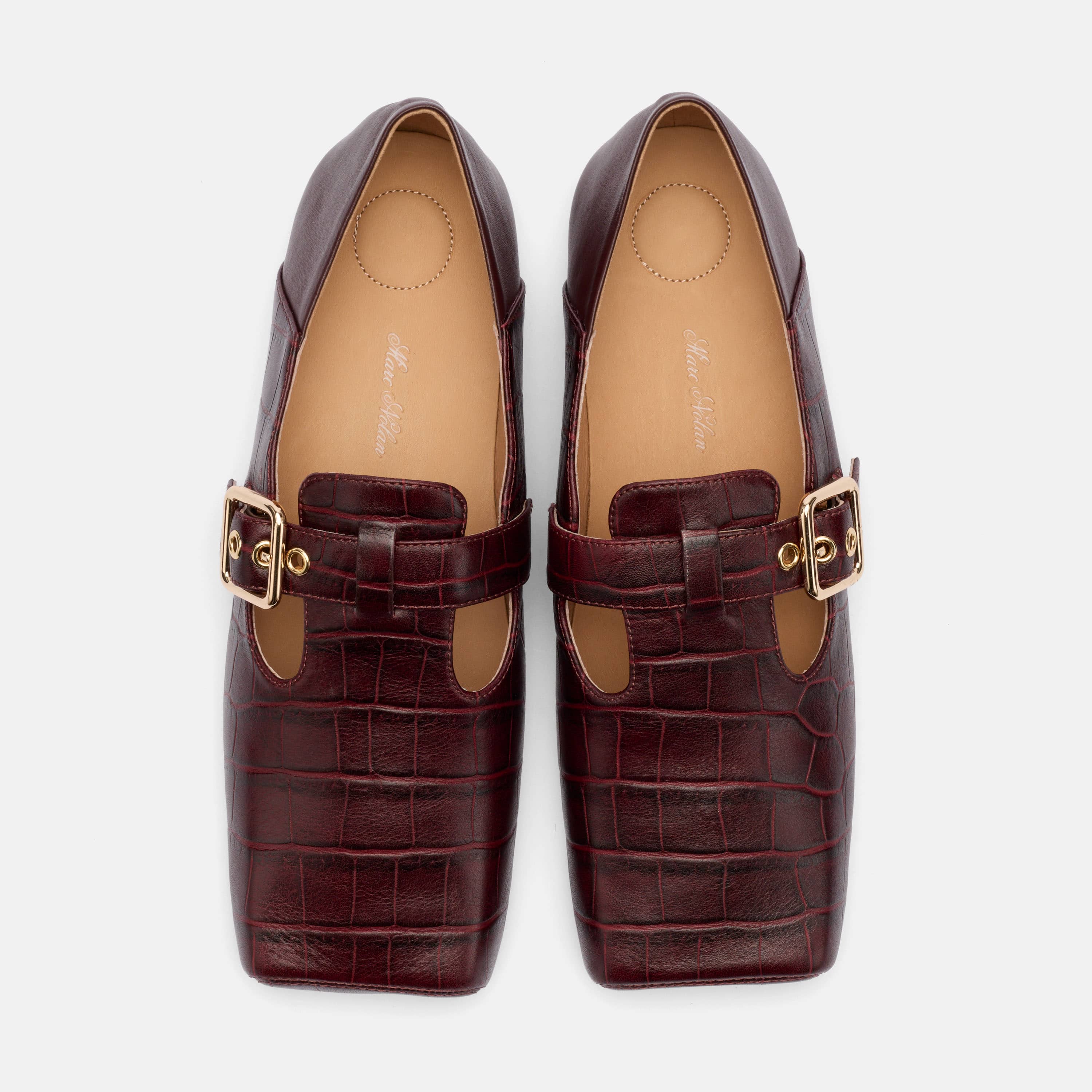 Sutton Croc Embossed Leather Mary Jane Flat, Alternate, color, Burgundy Croc