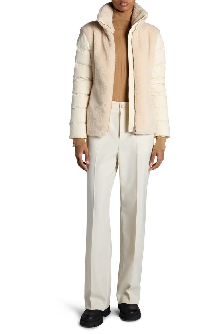 Oiron Down Puffer Jacket with Faux Fur Trim, Alternate, color, ALMOND MILK