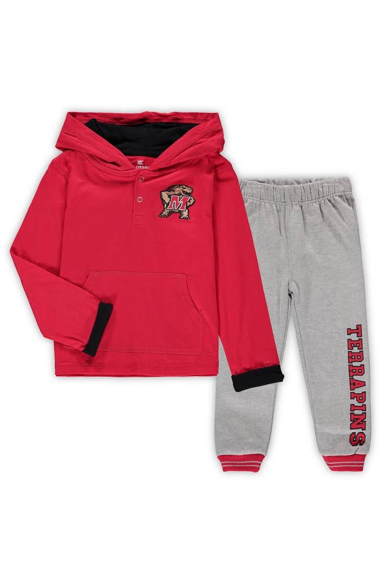 COLOSSEUM Toddler Colosseum Red/Heathered Gray Maryland Terrapins Poppies Hoodie and Sweatpants Set, Main, color, 