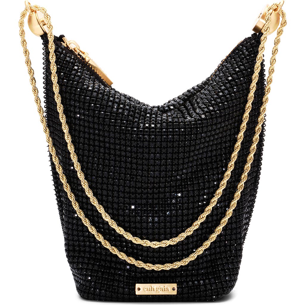 Cult Gaia Rue Crystal Mesh Wristlet In Black