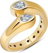 Crislu Pear Cut Cubic Zirconia Bypass Ring