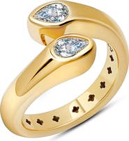 Crislu Pear Cut Cubic Zirconia Bypass Ring