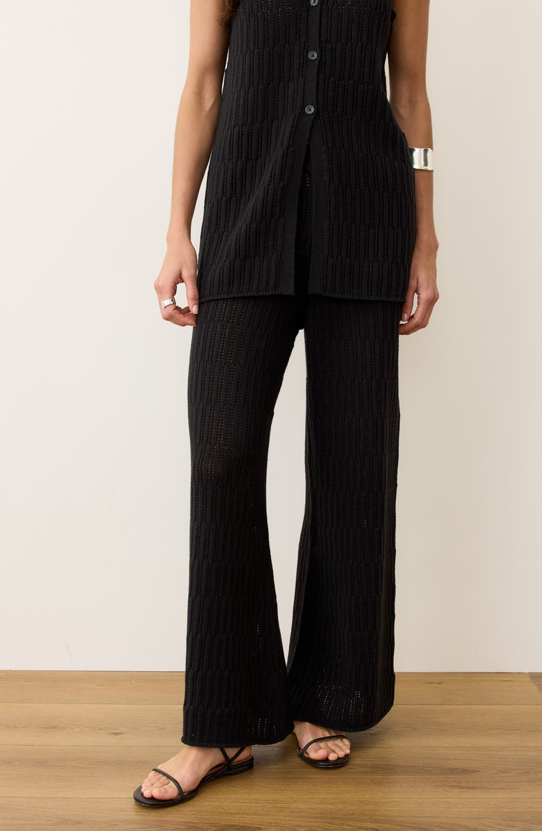 Marine Layer Ray Open Stitch Wide Leg Sweater Pants, Alternate, color, 