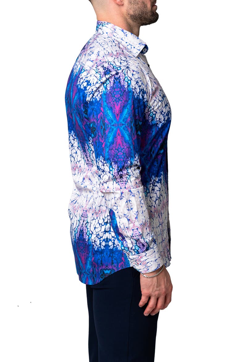 Fibonacci Imense Blue Cotton Button-Up Shirt, Alternate, color, BLUE