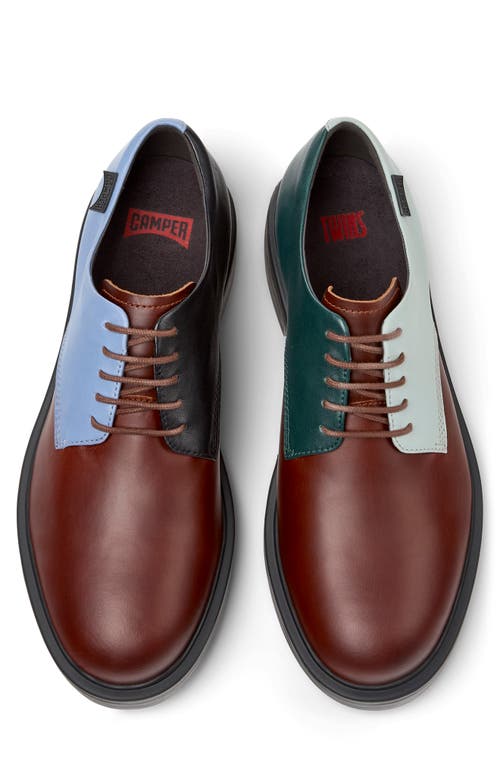 Camper Dean Colorblock Leather Derby In Brown