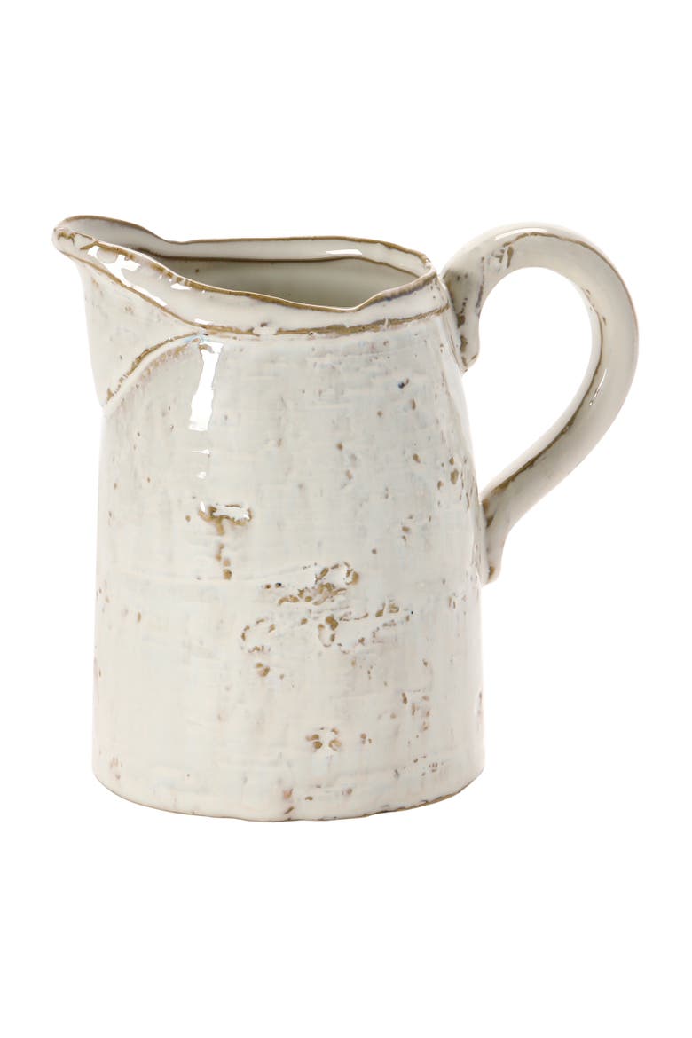 Stoneware Pitcher, Reactive Glaze, Main, color, White