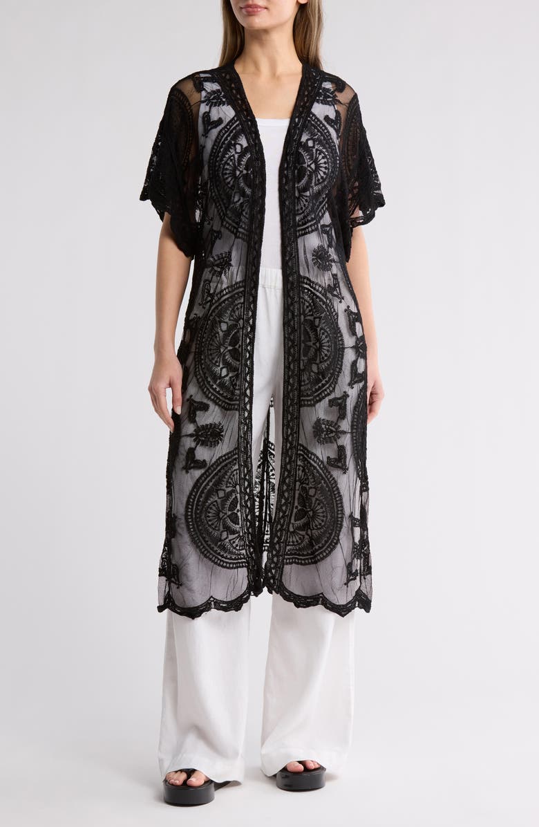 Vince Camuto Scallop Lace Medallion Duster, Main, color, 