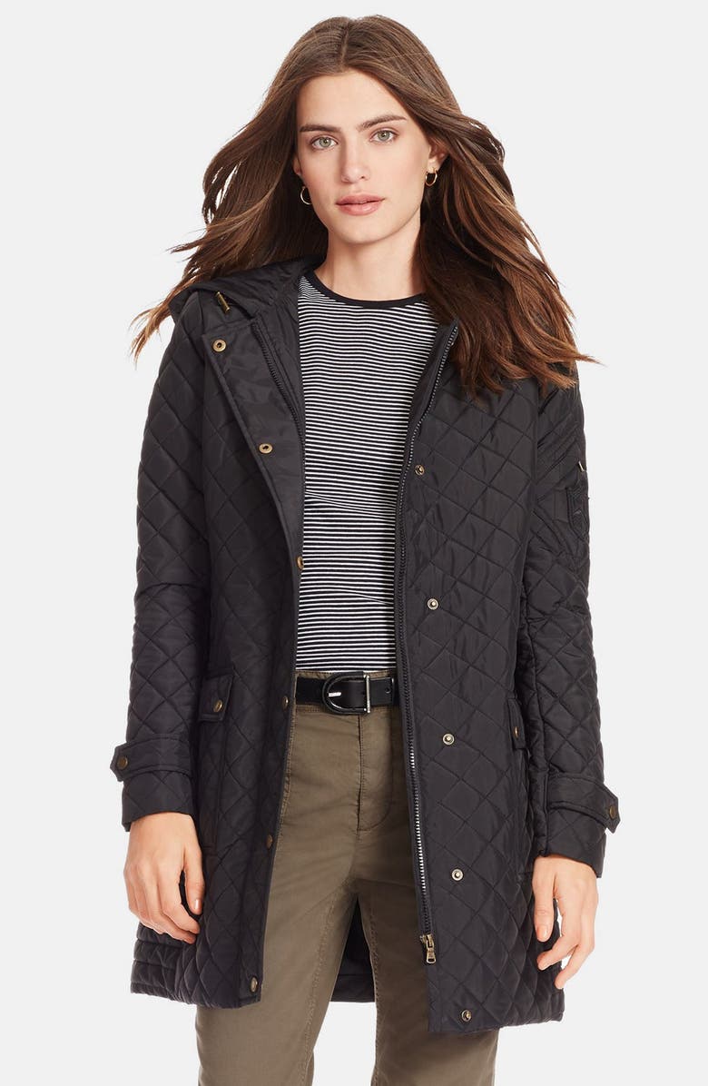 Lauren Ralph Lauren Hooded Quilted Coat, Main, color, 