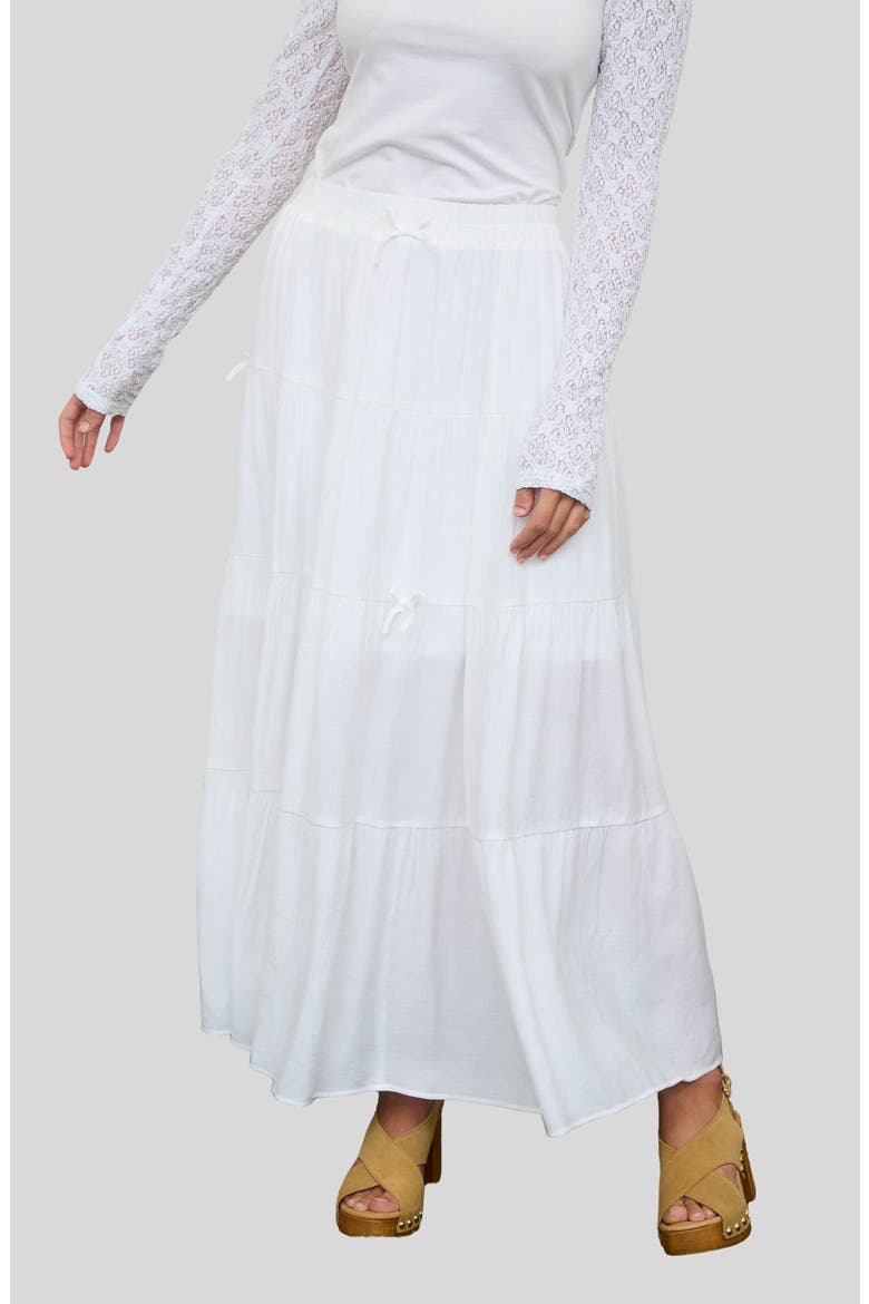Bow Tiered Maxi Skirt, Main, color, OFF WHITE