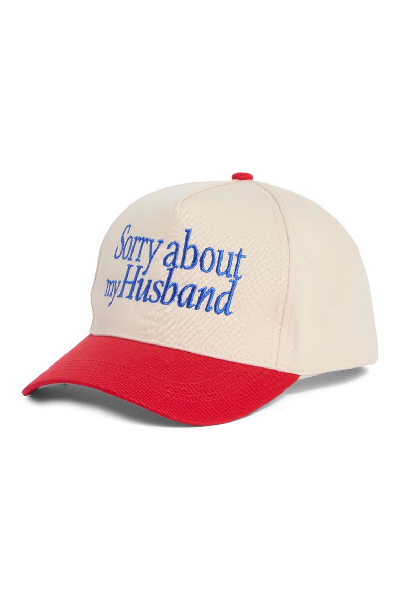 Sorry About My Husband Baseball Cap, Main, color, RED/ BLUE