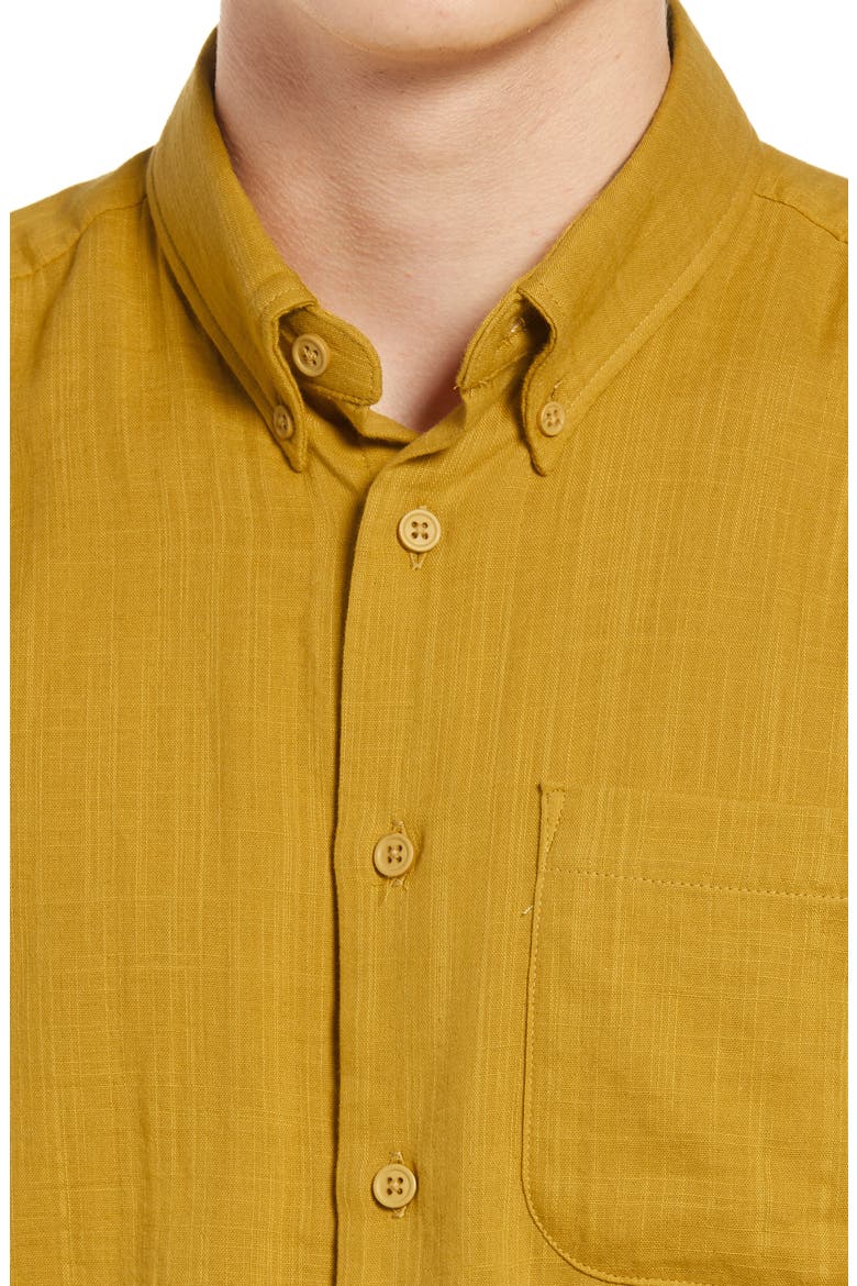 Short Sleeve Double Weave Gauze Button-Down Shirt, Alternate, color, DOUBLE WEAVE GAUZE - TURMERIC