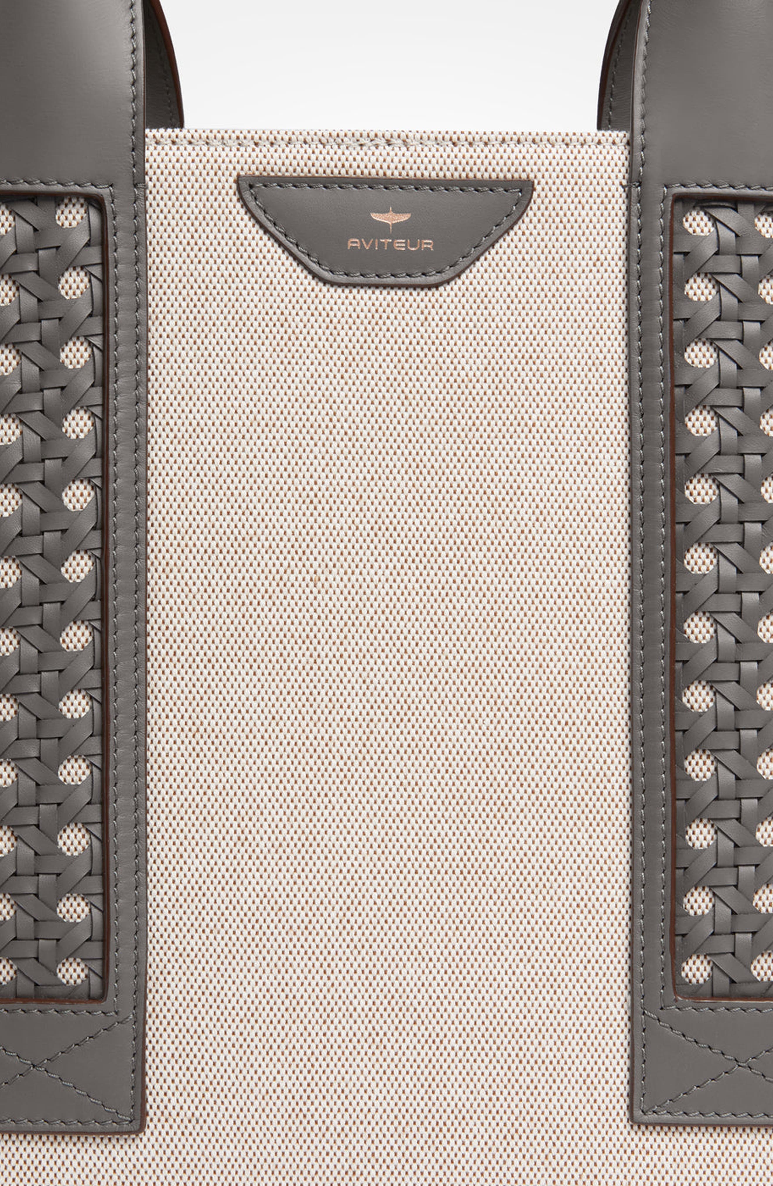 Aviteur Intreccio Weave Canvas Leather Handle Tote, Alternate, color, Elephant Grey