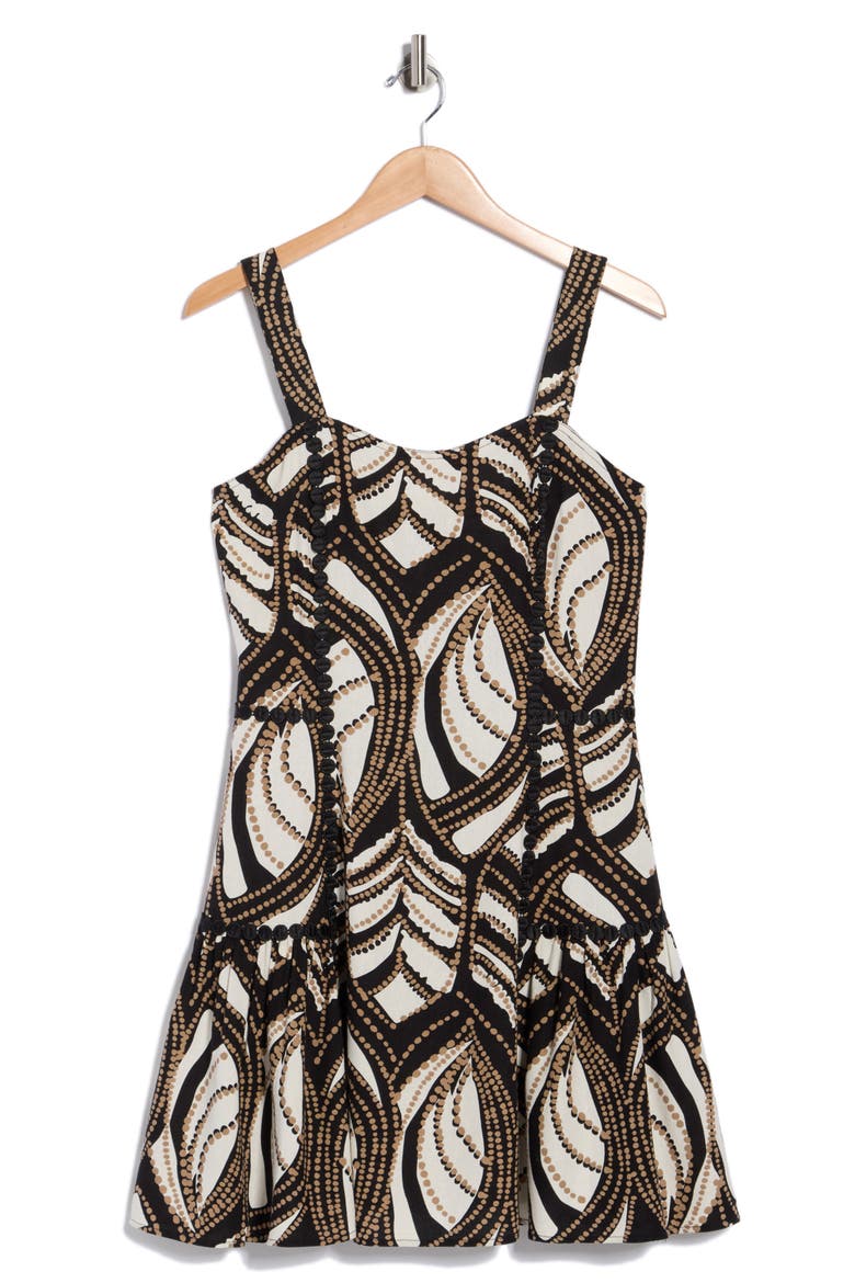 Dot Lace Trim Minidress, Alternate, color, BLACK COASTAL GEO