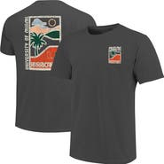 IMAGE ONE Men's  Graphite Miami Hurricanes Comfort Colors Minimal Vista Distressed Graphics T-Shirt