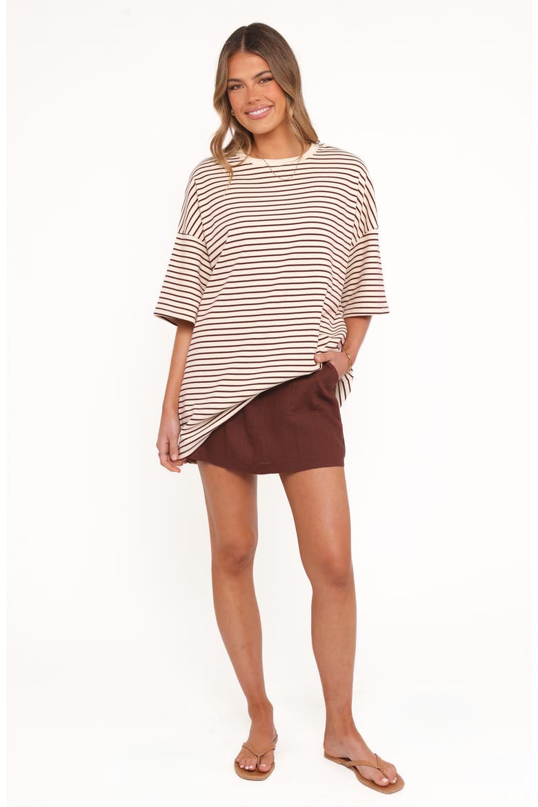 Wilda Oversize T-Shirt, Alternate, color, CREAM TAN STRIPE