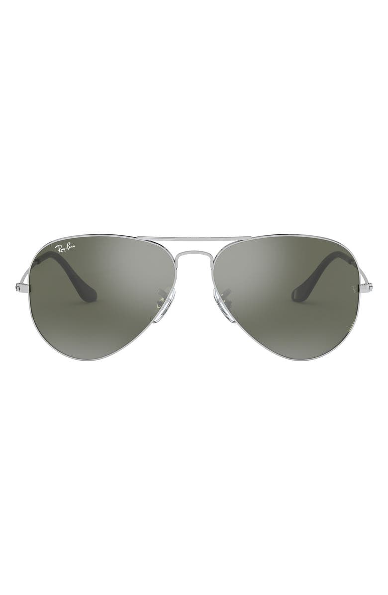 Ray-Ban Original 54mm Aviator Sunglasses, Main, color, Silver Mirror