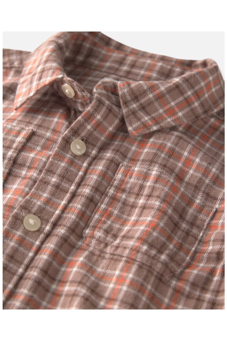 Kids' Organic Cotton Flannel Button-Up Shirt, Alternate, color, BROWN PLAID