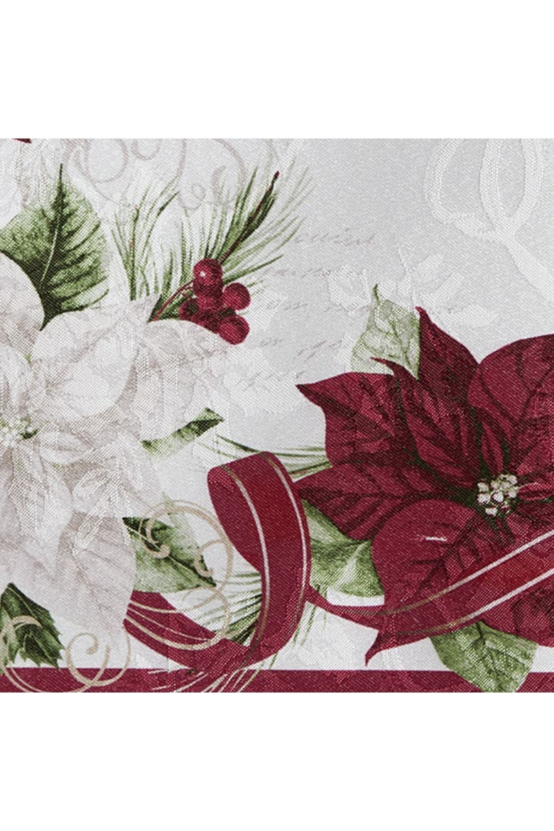 Clarette Poinsettia Holiday Fabric Table Runner Rose - 14"W x 70"L, Alternate, color, Rose