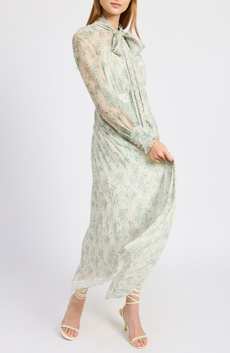 En Saison Marlene Print Tie Neck Long Sleeve Maxi Dress, Alternate, color, 